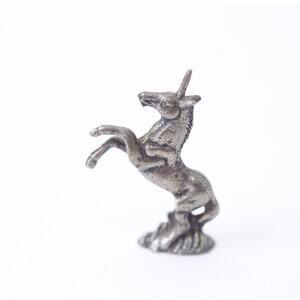 80s, Rearing, Unicorn, Pewter, Statue, Miniature, Game Piece, Statuette, Vintage